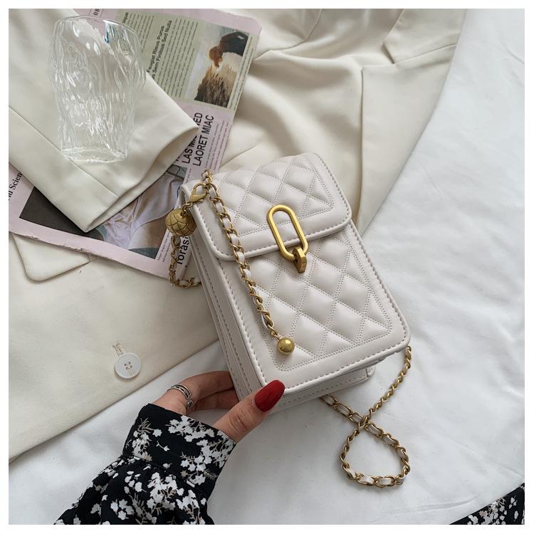 

Fashion versatile small bag women s summer 2025 new simple diamond chain bag niche design shoulder messenger bag бежевый