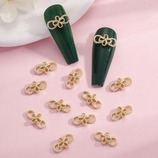 20Pcs Nail DIY Jewelry Hollow 3D Braid Art Bow Exquisite Alloy Japanese Nail Charm Decor