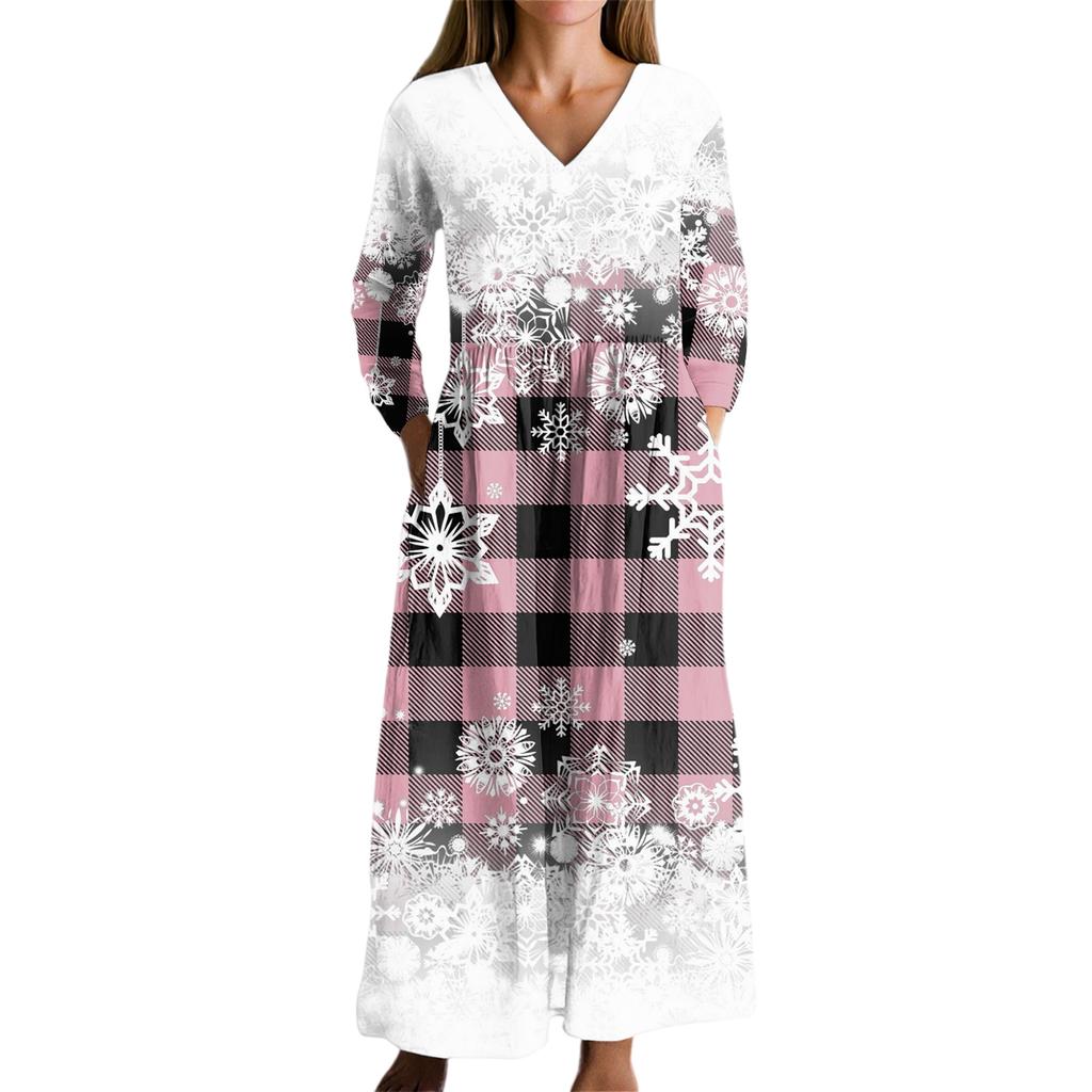 Dame Mote Kjole Vår V-hals Langermet Kjole