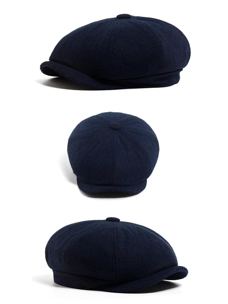 Men's Wool Felt Newsboy Cap: Herringbone Octagonal Beret for Fall/Winter