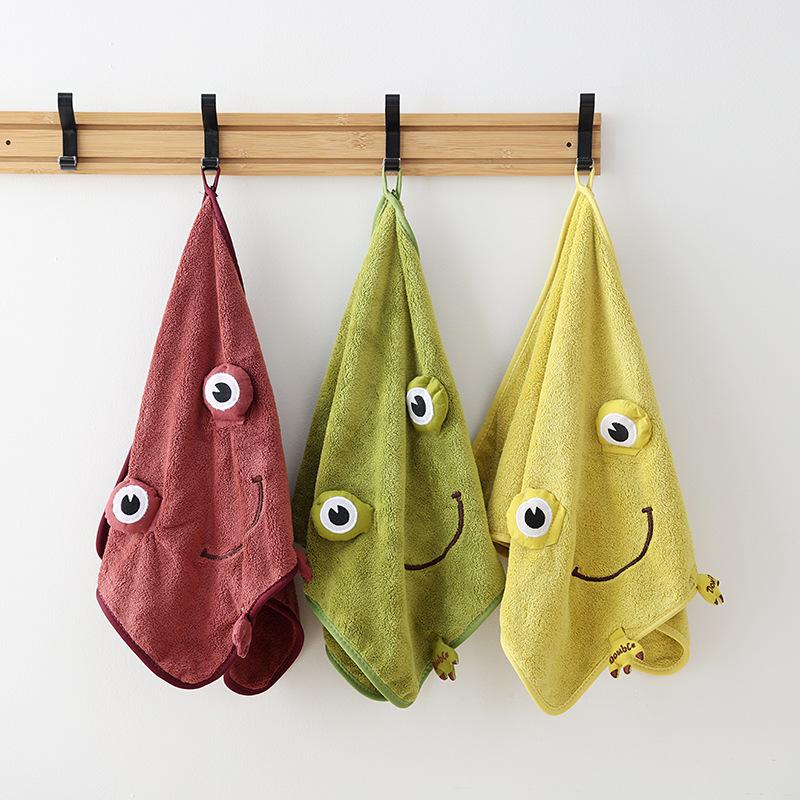 Cartoon Frog Coral Velvet Towel Household Thickened Water-absorbent Quick-drying Hair Drying Towel