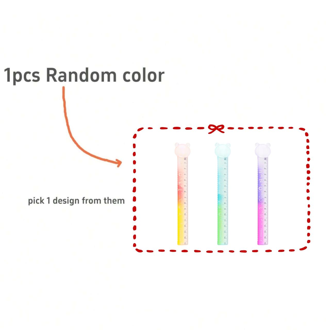 

1pc/3pcs Soul Color Ruler 15cm Transparent Gradient Colors Wave Liner Smooth Edges Plastic Straight Ruler for Student