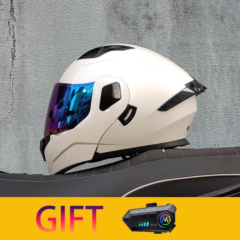 ORZ Motorcycle Helmet Modular Flip Helmet Dual Lens Full Helmet Comes with Bluetooth Earphones Model 103