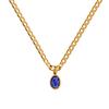 Delicate Multicolour Oval CZ Natural Stone Pendant Necklace for Women Stainless Steel Cuban Chain Necklace Fashion Jewelry Gift