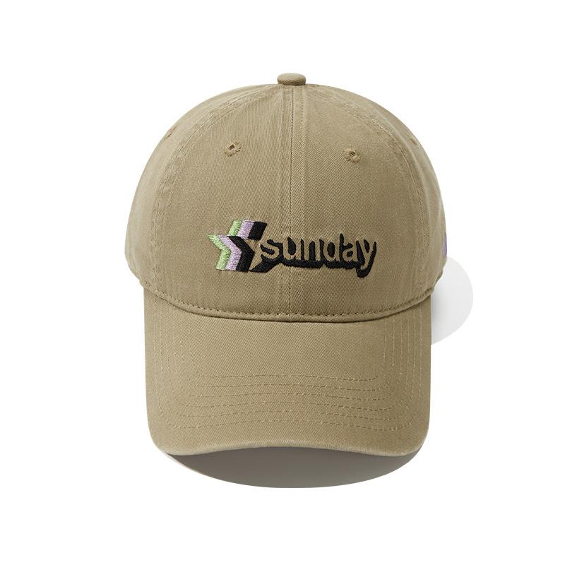 Tide Brand Color Matching Embroidery Baseball Hat Men's Wide Brim Modified Face Cap Outdoor Sunshade Versatile