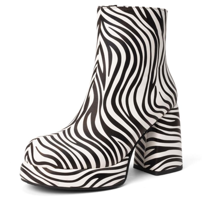 Sexy Women's Ankle Boots Platform Leopard Short Shoes New 2025 Block High Heel Fashion Autumn Winter Motorcycle Boots Ladies