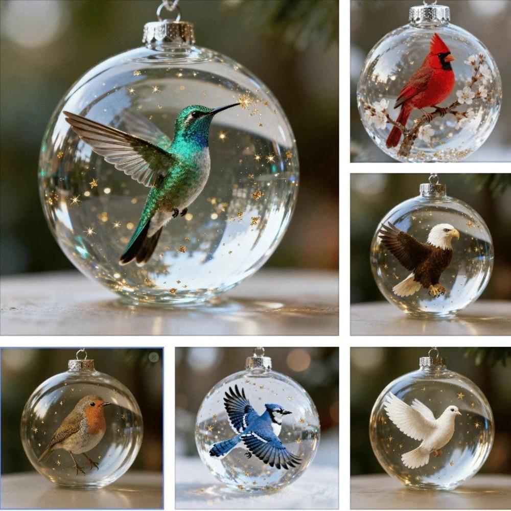 Acrylic Nature's BirdsOrnament Ornament Gift 7cm Xmas Tree Ornament Charm  New Year