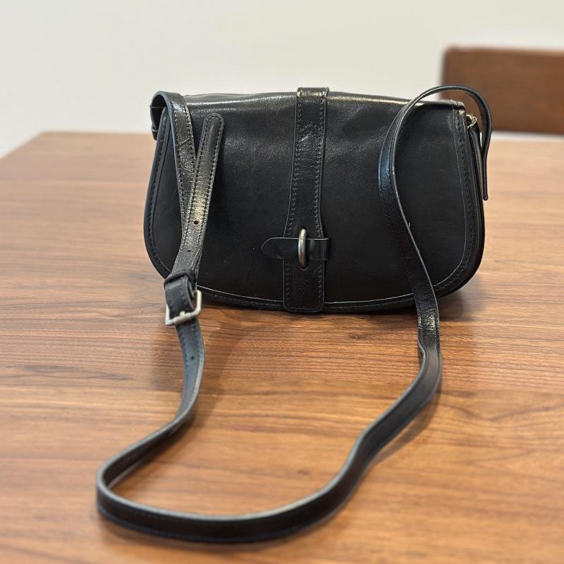 

Johnature Versatile Leisure Women s Bag Genuine Leather Solid Color Nature Soft Cowhide Shoulder & Crossbody Bags чорний