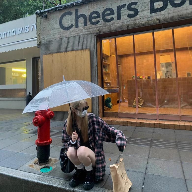 Women's Retro Black and Pink Plaid Shirt - Casual Loose Fit Long Sleeve Jacket, 2024 Spring/Autumn Collection