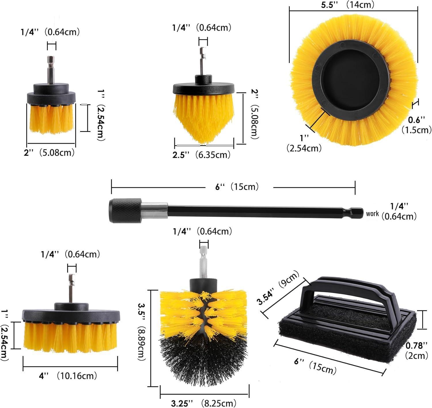 6-Piece Electric Drill Brush Set for Kitchen, Car, and Carpet Cleaning