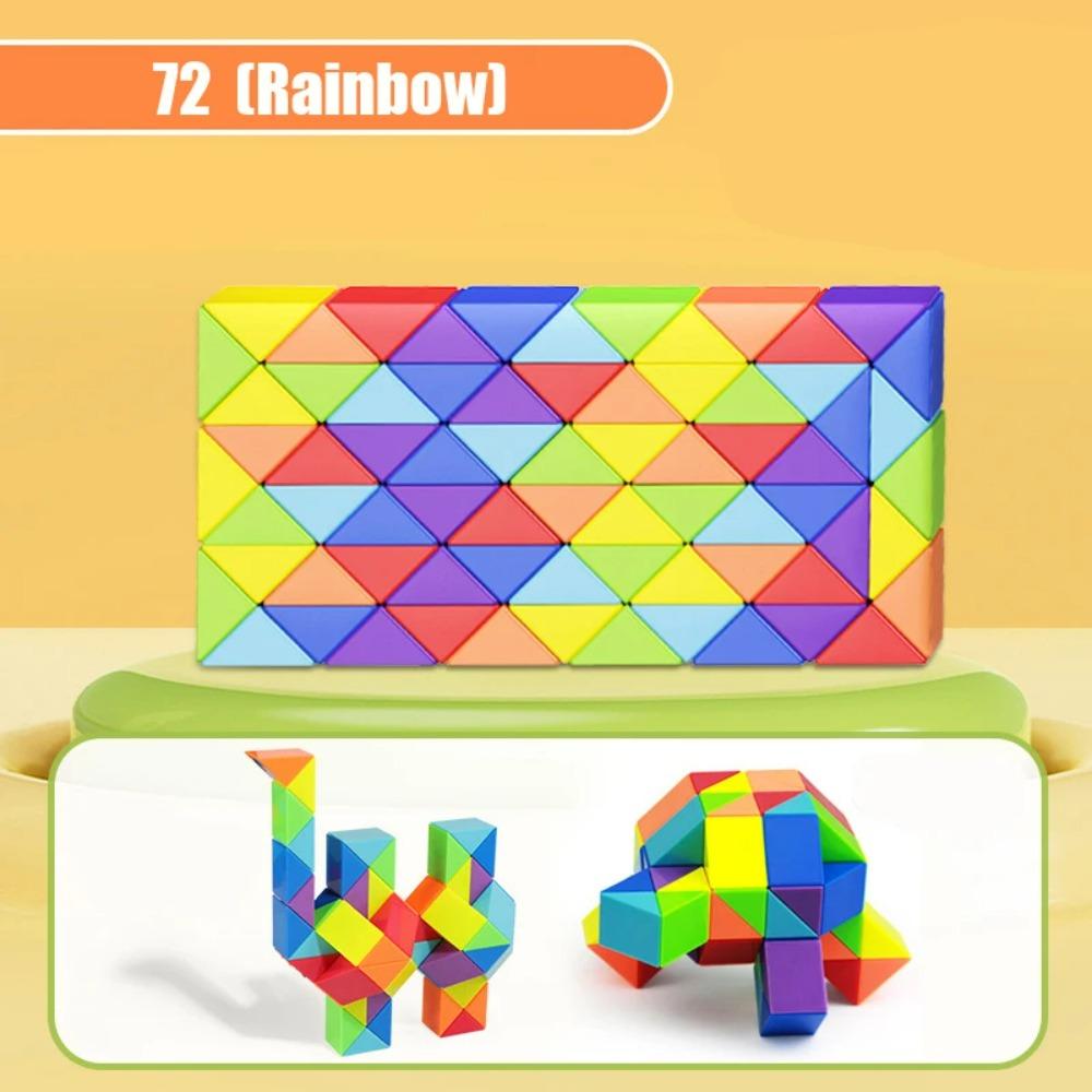 Colored Magic Cube Toys Magic Rule Snake Multi-color Puzzle Fidget Toys Decompression Transformable Cubes Educational Toys