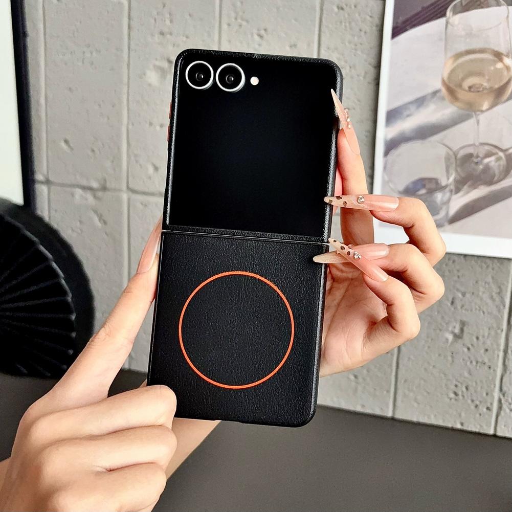 Leather with Built-in Magnetic Ring Phone Case For Samsung Z Flip 8 Flip7 FE Galaxy Z Flip 7 6 5 Slim Protective Cover