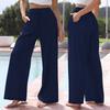 Dámské Elegantní Bavlna Povlečení Jednobarevné Volné Kalhoty Šňůrka široké nohavice Kalhoty s elastickým pasem