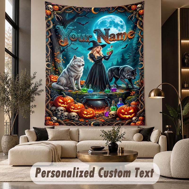 Halloween (14) Theme Custom Tapestry Personalized Custom Name Text Wall Hanging Tapestry Home Decor Background Cloth