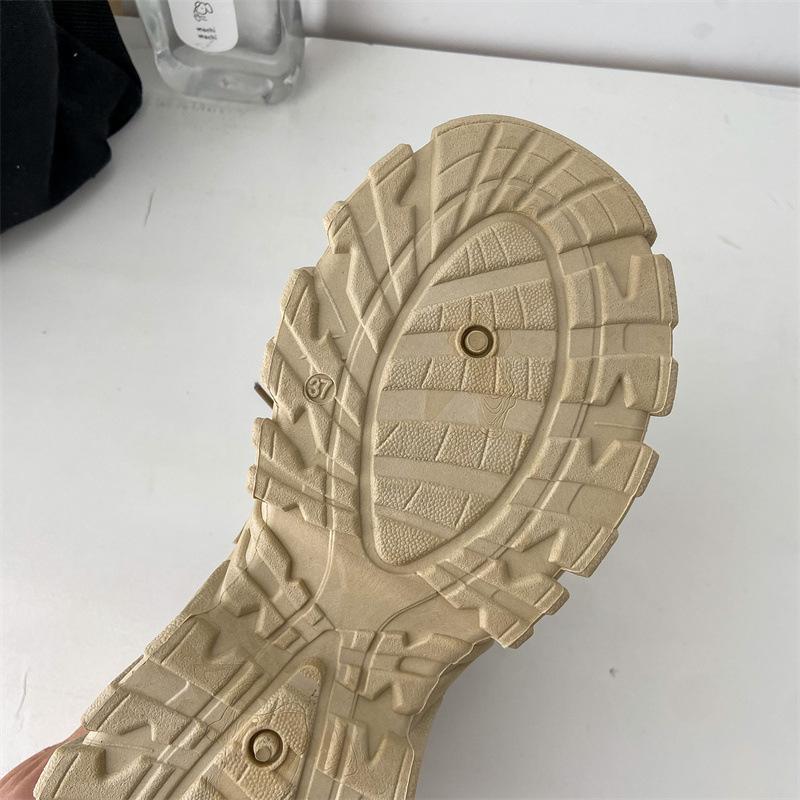 Daddy Shoes Women's  Autumn New Leather Double Lace Casual Sports Shoes with Thick Bottom and Heightened All-match Round Toe