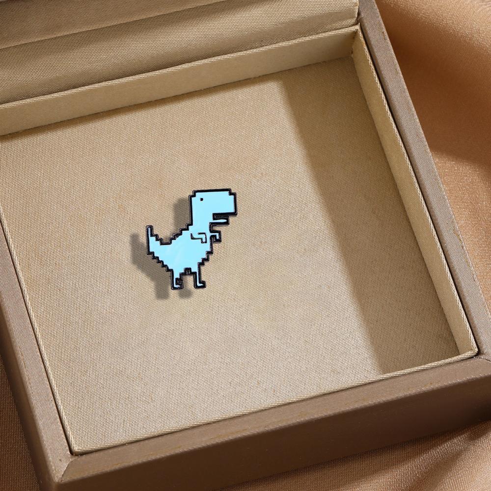 

Pixel Style Jurassic Little Dinosaur Brooch Universal Cartoon Animal Metal Badge Clothes Bag Scarf Accessories Brooch Pin синий