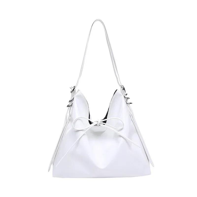 PU Bow 2026 High Quality Tote Bag Buckle Solid Color Fashi Women's Handbag High Appearance Soft Simple Versatile Shoulder Bag