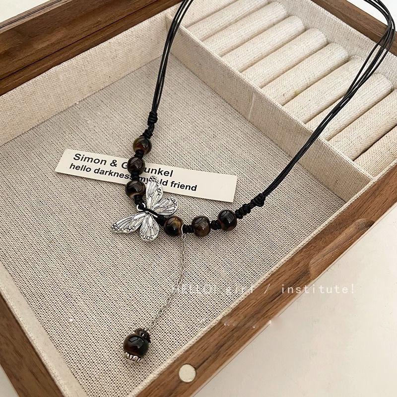 Misty Rain Kralen~ Nationale Stijl Kralenketting Dames Zomer Zen Stijl Lichte Luxe Premium Sleutelbeenketting Accessoires