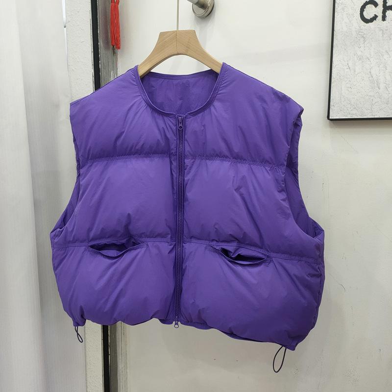 Gilet Imbottito Senza Maniche da Donna Scollo Tondo Casual Vestibilità Larga Piumino Capo Esterno