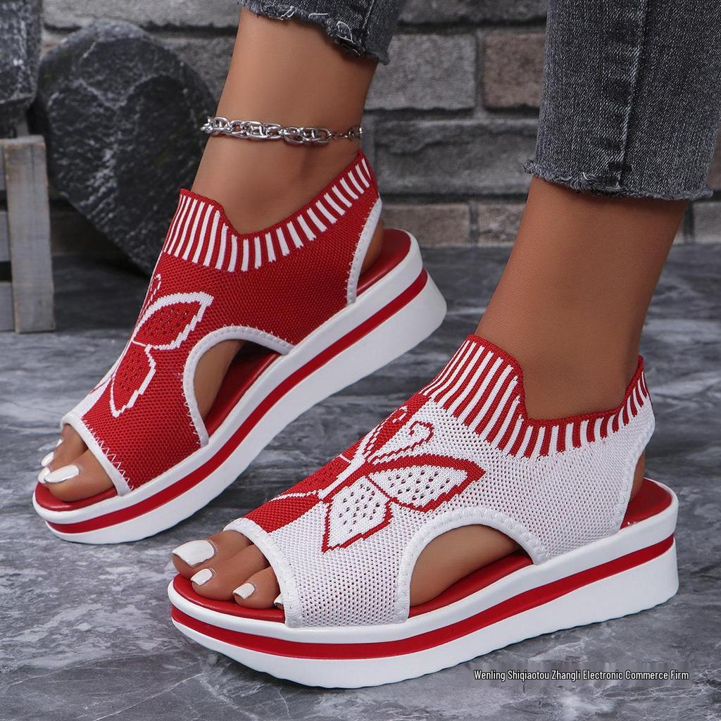 2024 Summer Women's Sporty Woven Sandals: Flyknit Open-Toe Beach Style