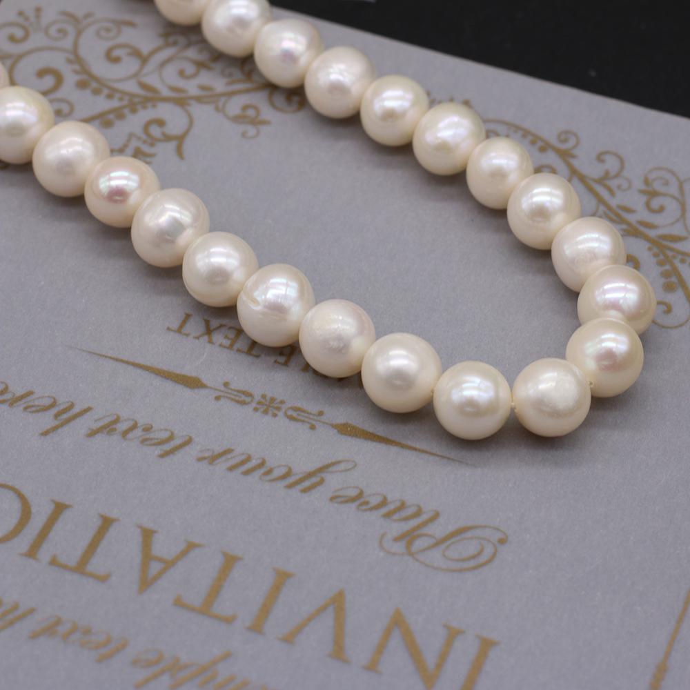 1String, White Near Round Pearl 9-10mm, Fashion Women Natural Freshwater Pearl Beads for Jewelry Making DIY Crafts, Luxury Bulk Gifts 36cm