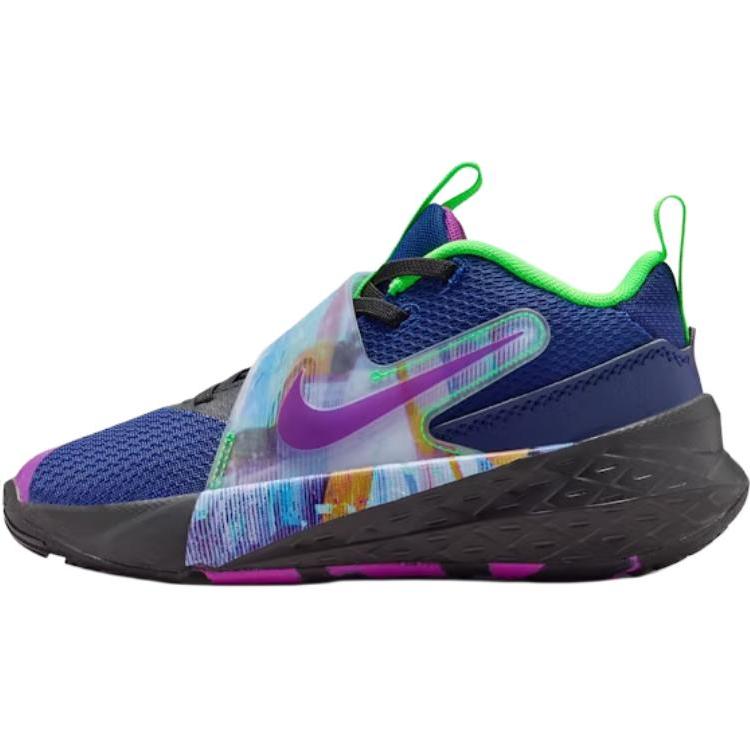 Nike Team Hustle D 12 PS Blue Void Green Streak Vivid Purple Kids Sneakers Black Green-Strike HV2290400