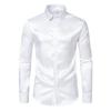 2026 Spring and Autumn Men's Men's Satin Nightclub Style Solid Color Glossy Trend Long Sleeve Shirt Men's