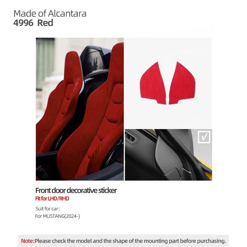 Betterhumz For Ford Mustang GT 2024- Make of Alcantara Car Front Door Panel Interior Decor Trim Stickers Tuning Auto Accessories