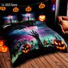 3-Piece Spooky Halloween Duvet Cover Set - Soft, Comfortable, Horror-Themed Bedding For Bedroom, Guest Room - Includes 1 Duvet