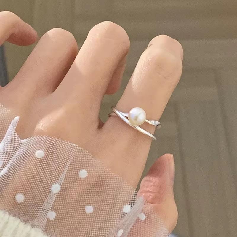 PANJBJ 925 Silver Stars Ring For Women Blue Crystal Opening Sweet Romance Irregular Versatile Jewelry Gift