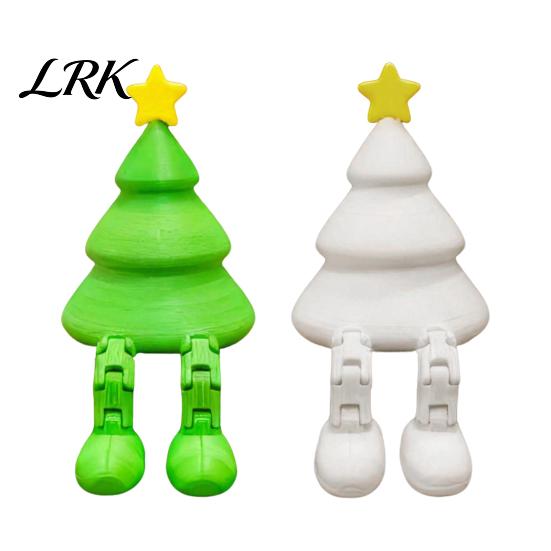 Easy Care TreeDecoration Christmas Tree Figurine with Articulated Legs, 3D Printed Xmas PLA Ornament Statue, Mini Desk Decoration for Home Office