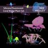 Set aus 4 fluoreszierenden Korallenmoos-Aquariendekorationen in leuchtenden Farben mit lebensechten Details, sicheren und farbintensiven Landschaften