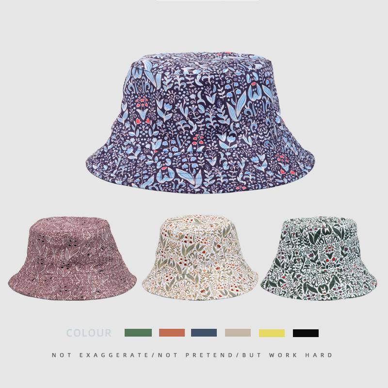 Versatile Style Hat Flower Printing Womens Sunshade Fishermans Hatscaps