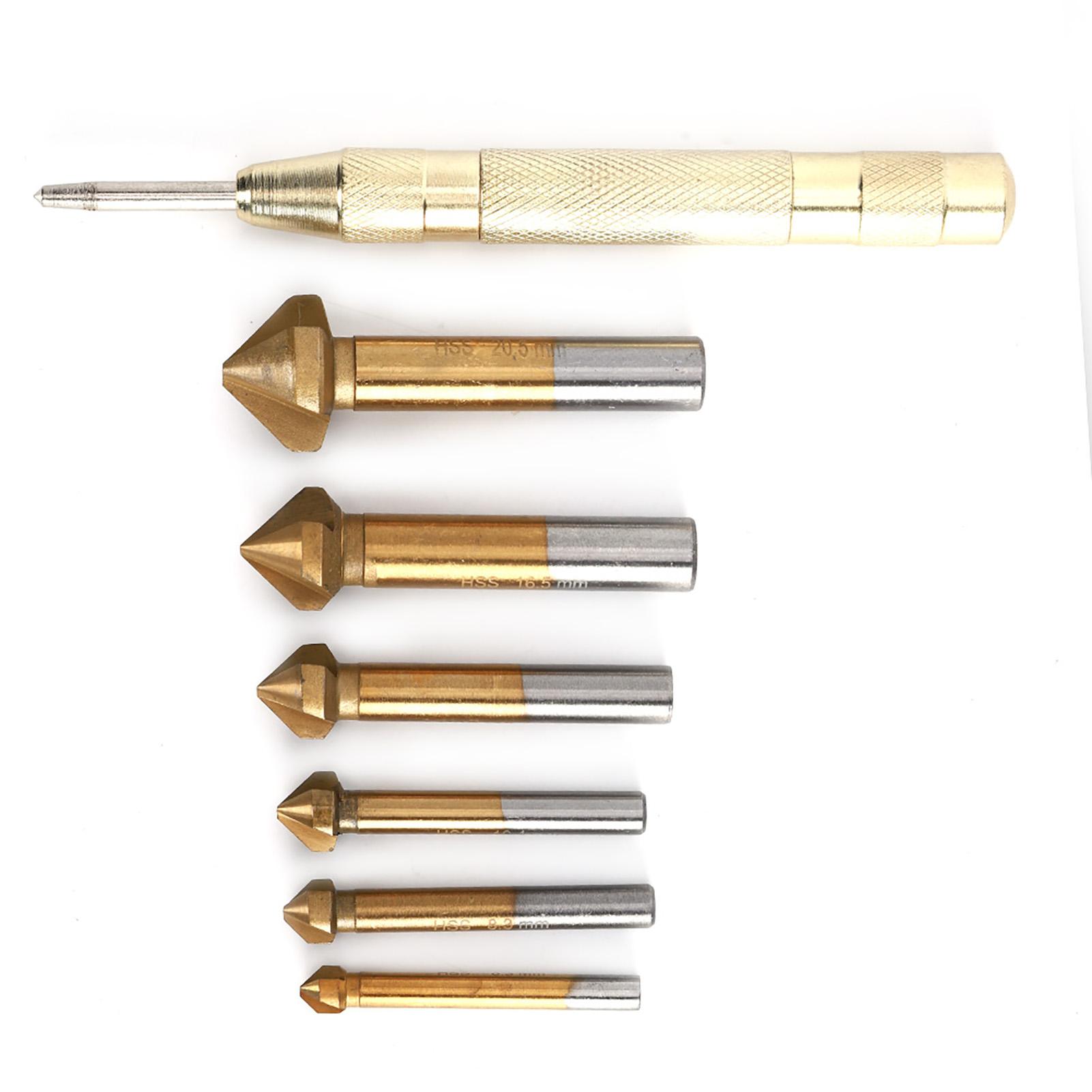 

6 шт. фасочных сверл, деревообрабатывающий инструмент, антикоррозийное титановое покрытие с кернером 130 мм