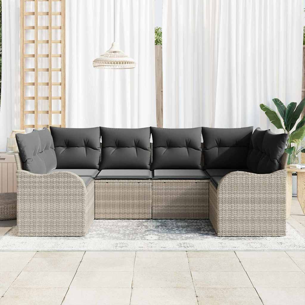 Garden Sofa Set Light Grey Poly Rattan
