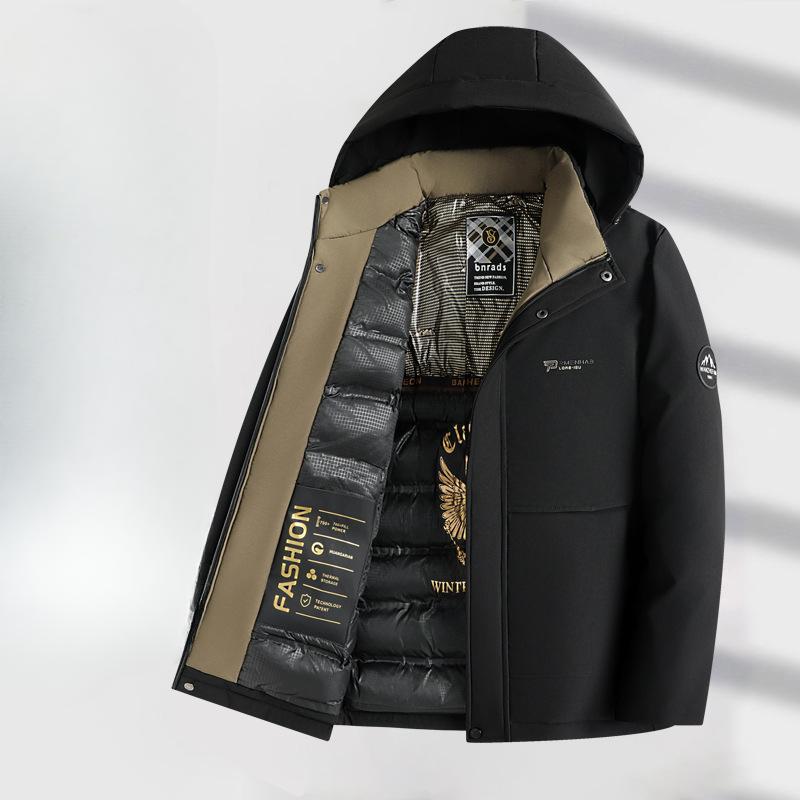 

Осенне-зимняя утепленная шапка-ушанка для мужчин среднего возраста, повседневная теплая куртка с хлопковой подкладкой, мужская куртка с хлопковой подкладкой 5XL чёрный