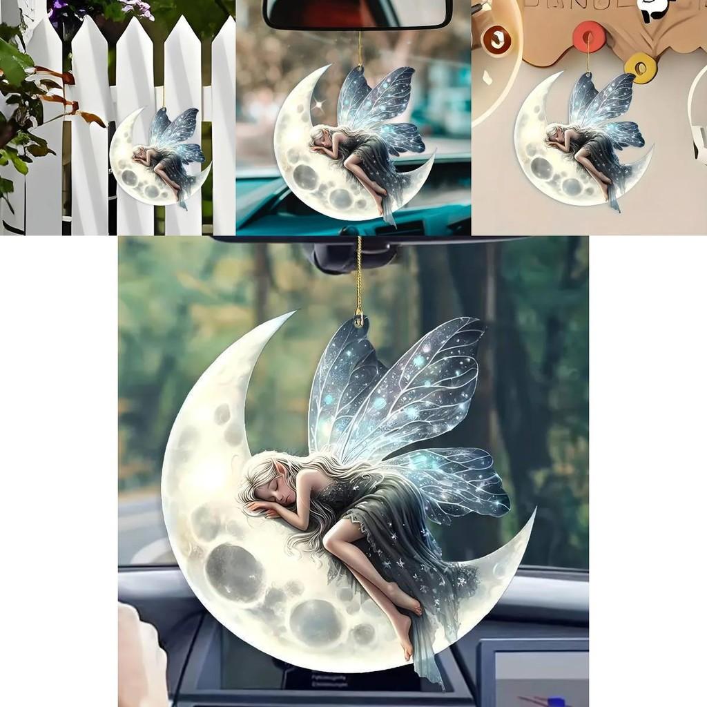 Acrylic Christmas Tree Flat Moon Elf Car Decor Accessory With Simple Aesthetic For Festive Home