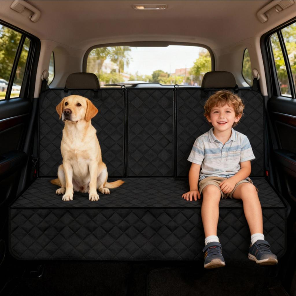 Car Seat Protector for Dogs, Double Zipper Waterproof Adjustable Strap Back Seat Pet Cover for Dogs for RV Sedan Truck Vehicle