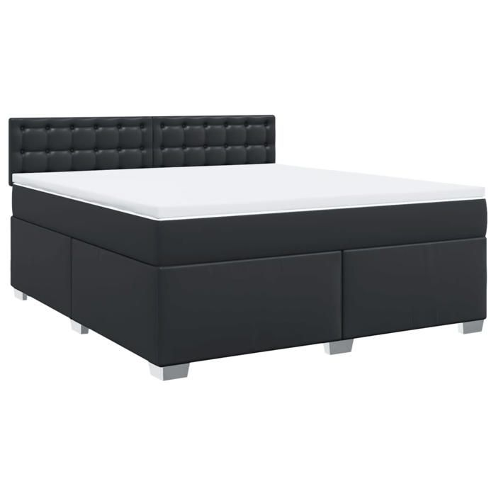 Maison Exclusive - Sommier à lattes de lit avec matelas Noir 180x200 cm Similicuir