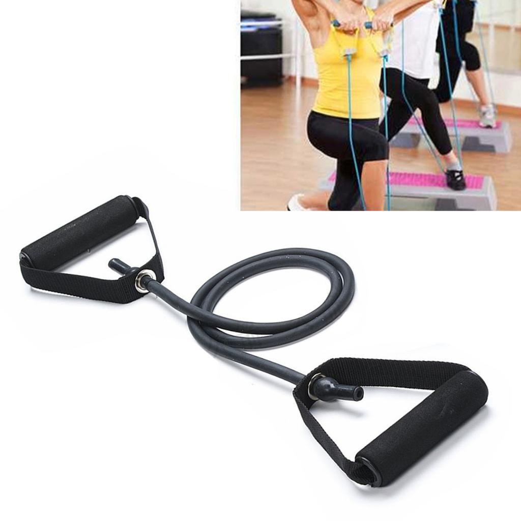 30LB TPE Straight Tension Rope Strength Training Puller Back Pulling Fitness Elastic Rope Black