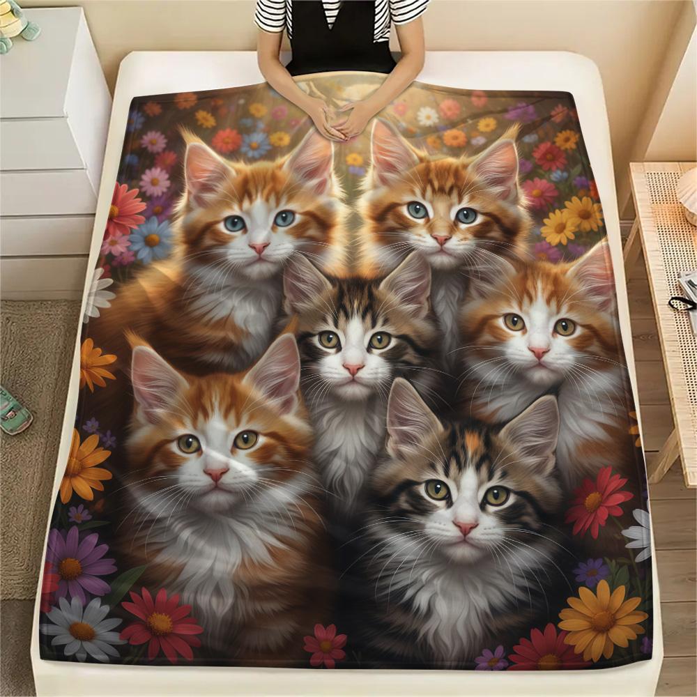 1PC Animals Print Flannel Blanket, High quality Comfortable for All Seasons, Home Decor, Warmth and Comfort