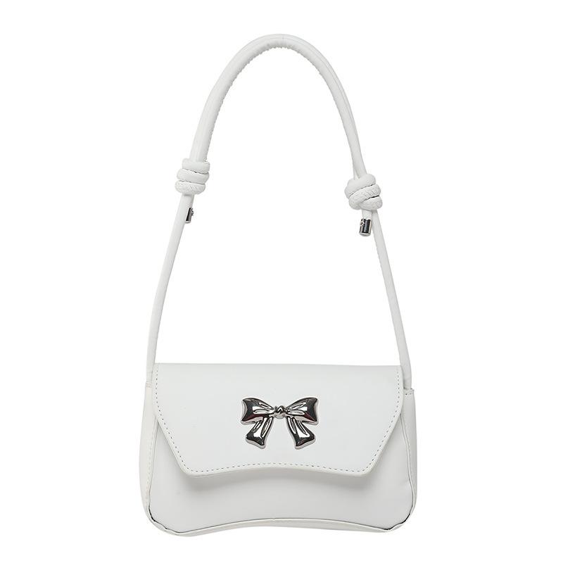 2025 solid color summer new simple fashion bow casual commuting French underarm shoulder messenger bag bag women