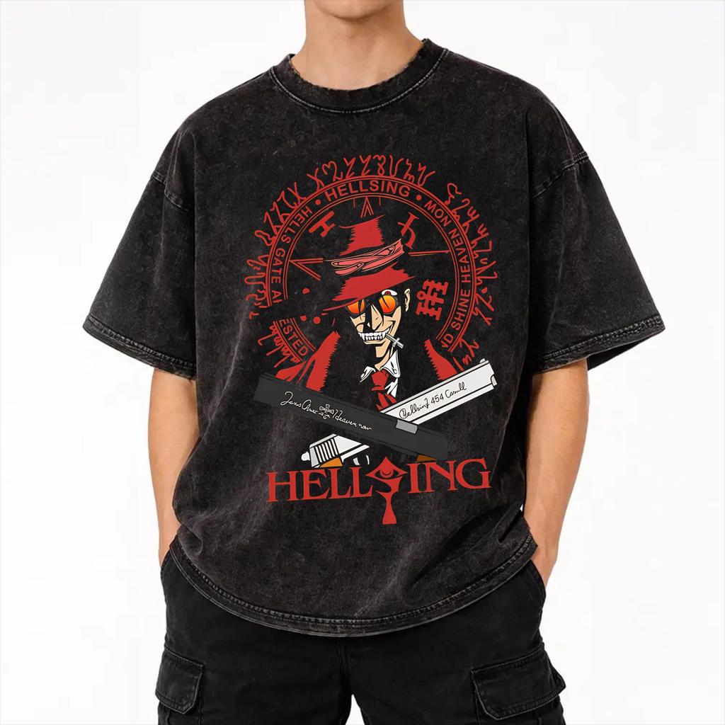 2026 Hellsing - Alucard Washed Shirts Merch Oversize T-Shirt for Men Women Tee Shirt