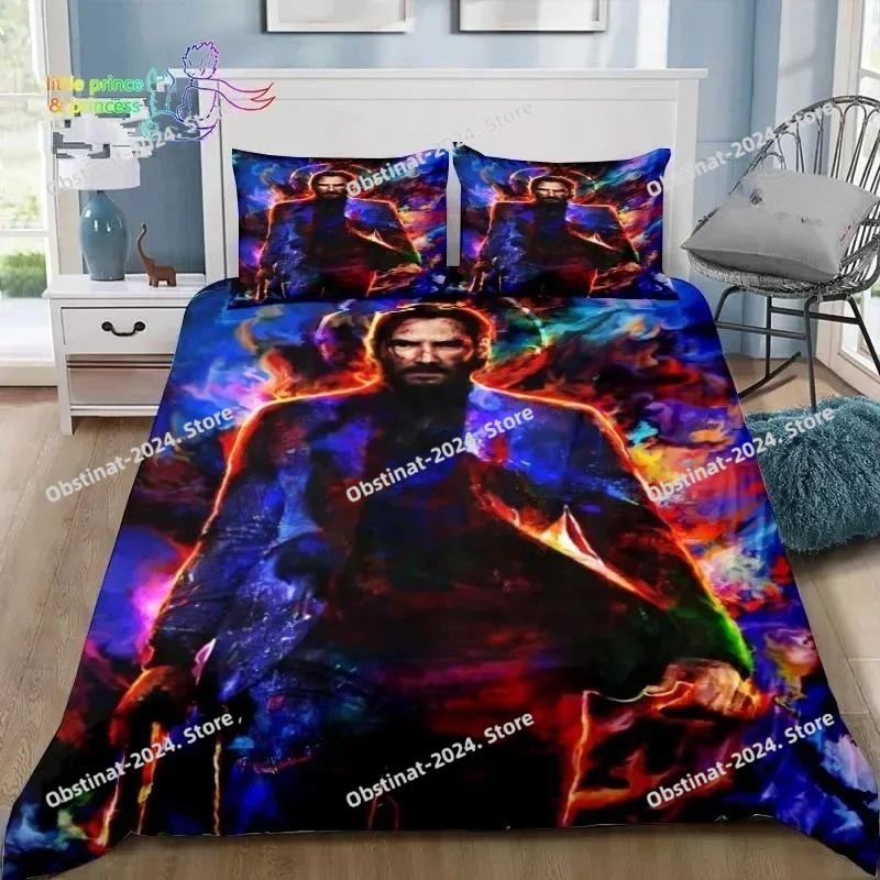 Juego de Ropa de Cama John Wick Película Thriller Individual Twin Full Queen King Size Juego de Cama para Dormitorio de Adulto Niño Regalo