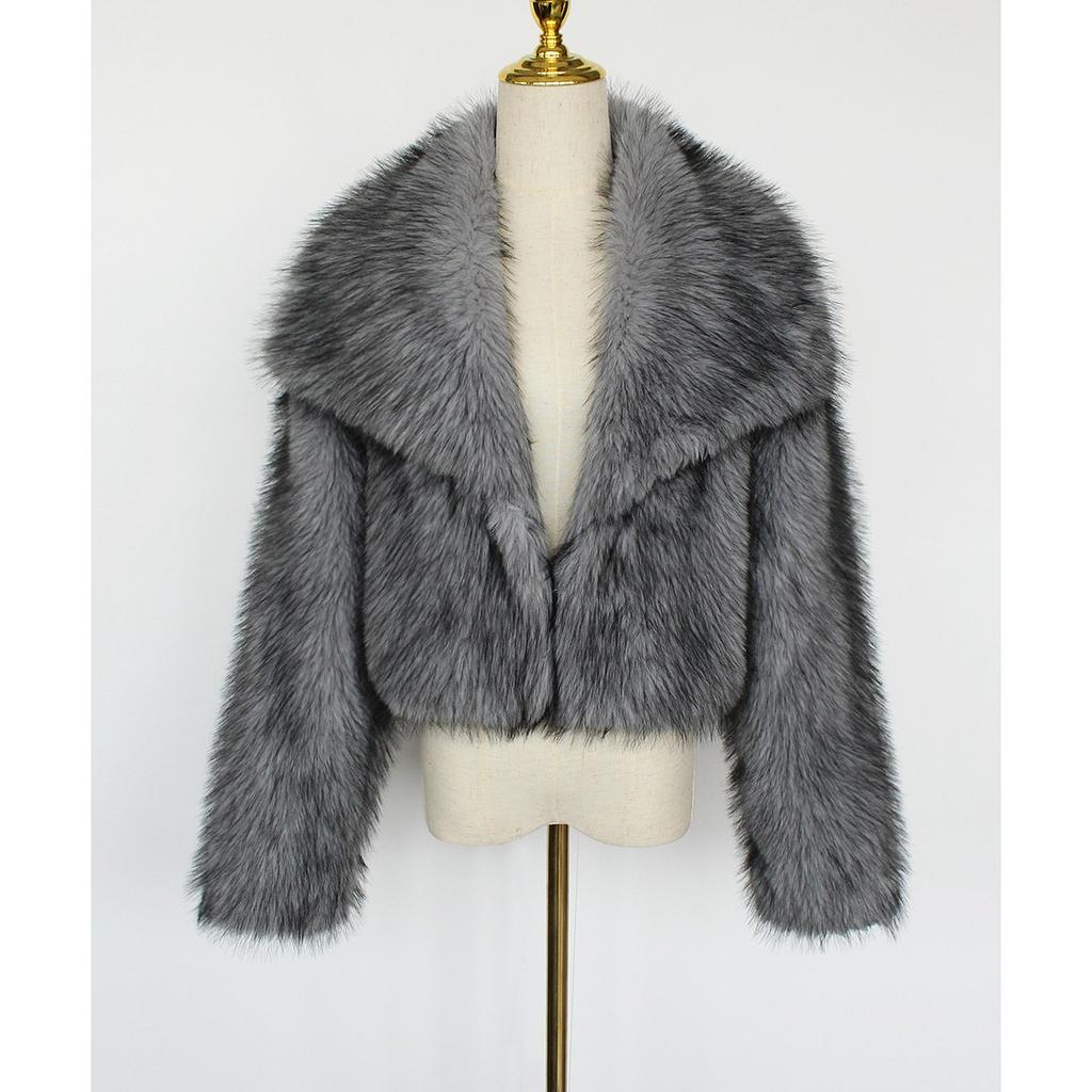 Women's Autumn and Winter New Imitation Fur Jacket Top, Women's Artificial Fur Short Plush Jacket
