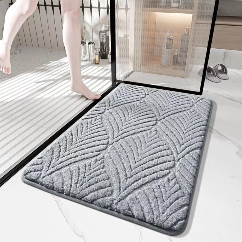 Thickened Bathroom Rug Solid Color Non-Slip Carpet Stylish Floor Mat Bathroom