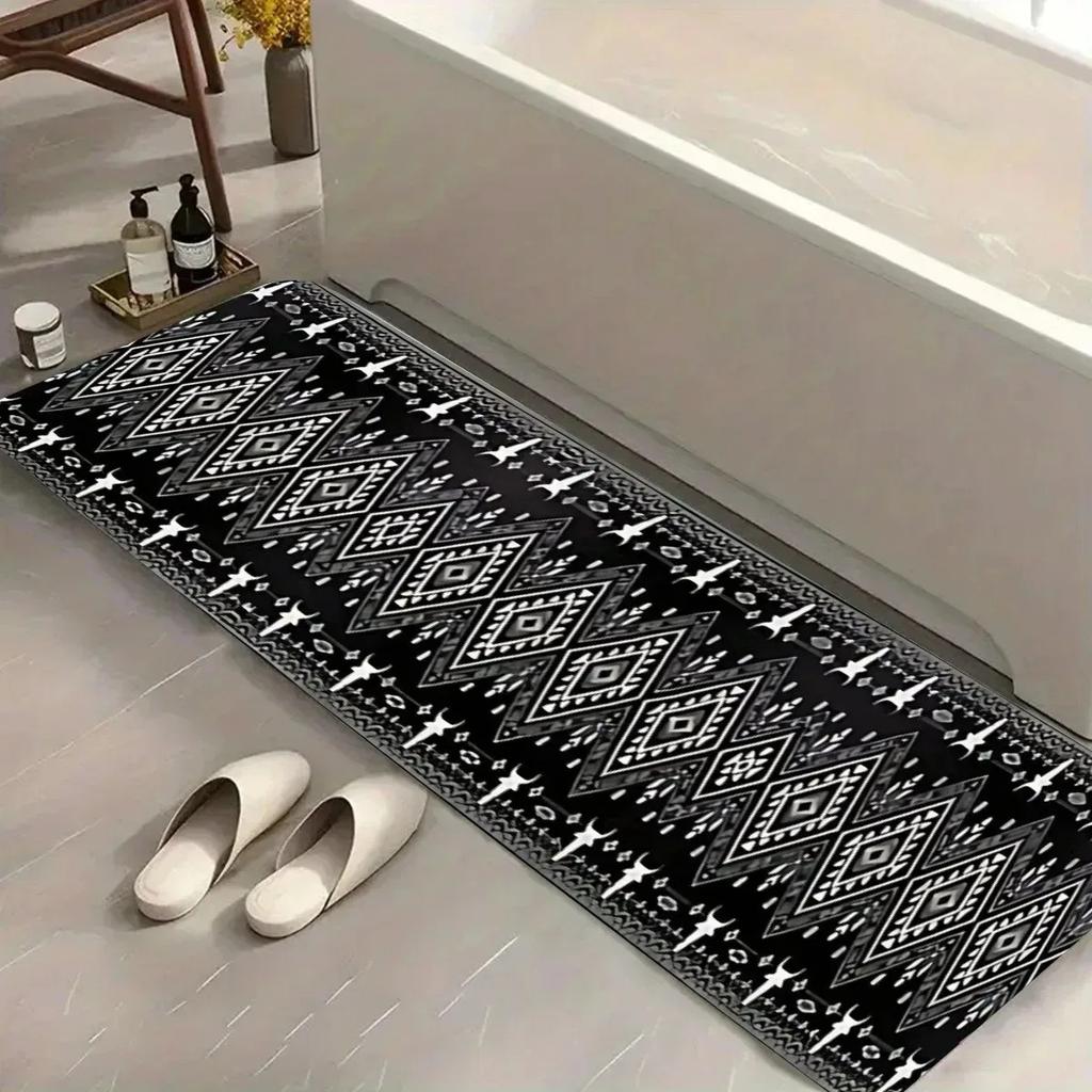 1PC Flower Pattern Kitchen Rugs Non-Slip Home Door Mats Pop Design Bathroom Rug Bath Mat Carpet for Home Sink Laundry Decor