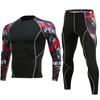 Men's Thermal Underwear Set 3 Size M Black-red [BTER7]
