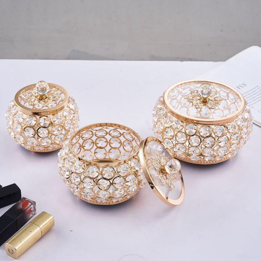 Luxury Crystal Glass Box with Lid Lipstick Jewelry Box Necklace Ring Storage Box Decorations Ornaments Home Decoration Ornaments