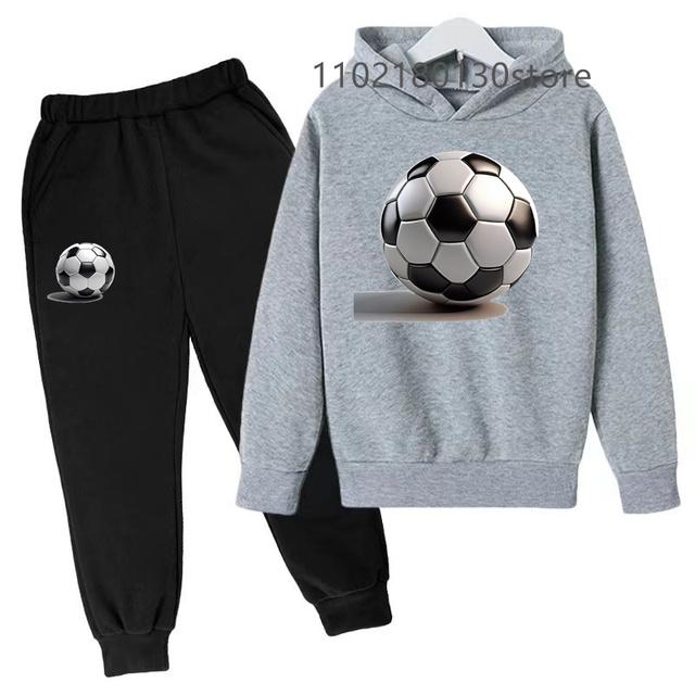 Ensemble sweat à capuche et pantalon de sport de football pour tout-petits, manteau printemps-automne pour enfants de 3 à 12 ans, vêtements de loisirs pour garçons et filles